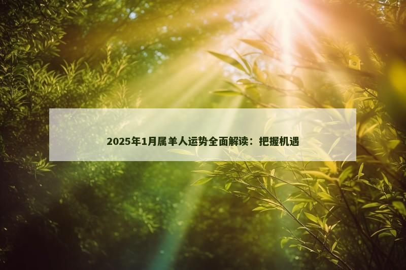 2025年1月属羊人运势全面解读：把握机遇