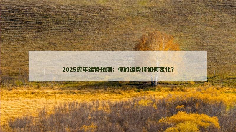 2025流年运势预测：你的运势将如何变化？