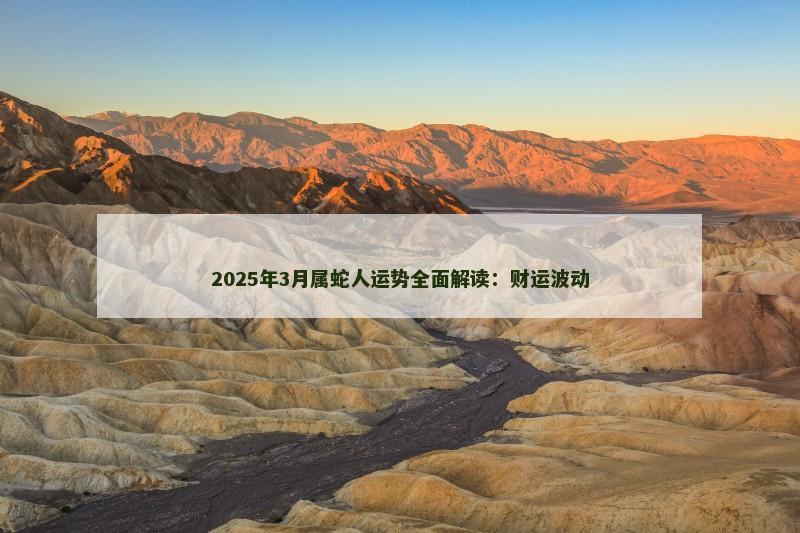 2025年3月属蛇人运势全面解读：财运波动